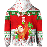 Custom Hawaii Christmas Hoodie Santa Claus Surfing Simple Style White LT8 - Polynesian Pride