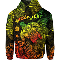 Custom Hawaii Turtle Polynesian Zip Hoodie Plumeria Flower Unique Style Reggae LT8 - Polynesian Pride