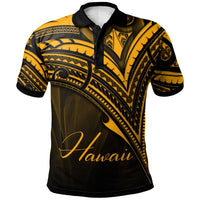 Hawaii Polo Shirt Gold Color Cross Style Unisex Black - Polynesian Pride