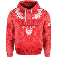 Custom Tonga Rugby Hoodie Polynesian With Coat of Arms Style Unisex Red - Polynesian Pride