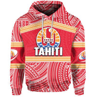 Tahiti Rugby Polynesian Patterns Hoodie Unisex Red - Polynesian Pride
