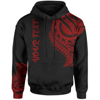 Kiribati Custom Hoodie Kiribati Tatau Red Patterns Unisex Black - Polynesian Pride