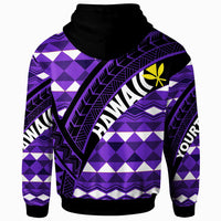 Hawaii Custom Zip up Hoodie Purple Hawaiian Tribal Seamless Pattern - Polynesian Pride