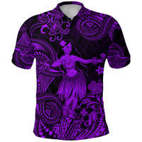 Hawaii Hula Girl Polynesian Polo Shirt Unique Style Purple LT8 - Polynesian Pride