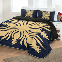 Hawaiian Royal Pattern Quilt Bed Set - Indigo - K2 Style - AH - Polynesian Pride