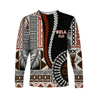 (Custom Personalised) Bula FIji Long Sleeve Shirt Masi Tapa Patterns Style LT6 Unisex Art - Polynesian Pride