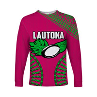 (Custom Personalised And Number) Lautoka Fiji Rugby Long Sleeve Shirts LT6 Unisex Pink - Polynesian Pride