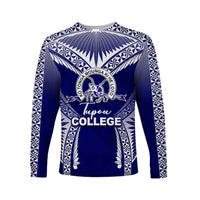(Custom Personalised) Tupou College Long Sleeve Shirts Blue Style LT6 Unisex Blue - Polynesian Pride