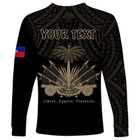 (Custom Personalised) Haiti Long Sleeve Shirt Polynesian Neg Maron Black Style LT6 - Polynesian Pride
