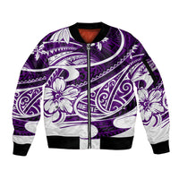 Polynesian Tribal Sleeve Zip Bomber Jacket Purple LT6 Unisex Purple - Polynesian Pride