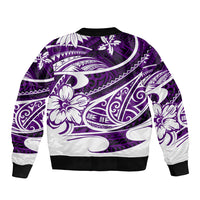Polynesian Tribal Sleeve Zip Bomber Jacket Purple LT6 - Polynesian Pride
