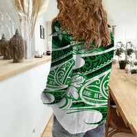 Polynesian Tribal Women Casual Shirt Green LT6 - Polynesian Pride