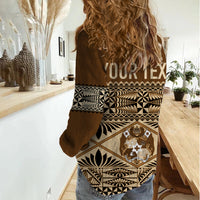 Personalised Tonga Independence Day Women Casual Shirt Ngatu Tapa Style LT7 - Polynesian Pride