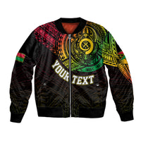 Personalised Vanuatu Bomber Jacket Turtle Chest Tattoo Flag Color LT7 Unisex Black - Polynesian Pride