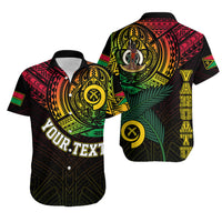 Personalised Vanuatu Hawaiian Shirt Turtle Chest Tattoo Flag Color LT7 Black - Polynesian Pride