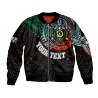 Personalised Vanuatu Bomber Jacket Turtle Chest Tattoo Flag Color - Penama LT7 Unisex Black - Polynesian Pride