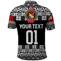 Custom Tonga Emancipation Day Polo Shirt Independence Day Simple Ngatu Heilala Flower Black LT8 - Polynesian Pride