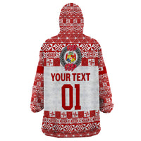 (Custom Personalised) Tonga Emancipation Day Wearable Blanket Hoodie Independence Day - Simple Ngatu Heilala Flower - White Red LT8 - Polynesian Pride