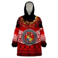 (Custom Personalised) Tonga Emancipation Day Wearable Blanket Hoodie Independence Day - Fancy Kahoa Heilala Flower - Gradient LT8 Unisex One Size - Polynesian Pride