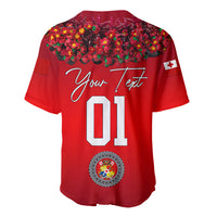 (Custom Personalised) Tonga Emancipation Day Baseball Jersey Independence Day - Unique Kahoa Heilala Flower - Red LT8 - Polynesian Pride