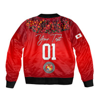 (Custom Personalised) Tonga Emancipation Day Bomber Jacket Independence Day - Unique Kahoa Heilala Flower - Red LT8 - Polynesian Pride