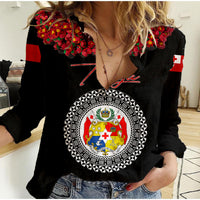 (Custom Personalised) Tonga Emancipation Day Women Casual Shirt Independence Day - Unique Kahoa Heilala Flower - Black LT8 Female Black - Polynesian Pride