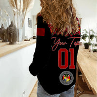 (Custom Personalised) Tonga Emancipation Day Women Casual Shirt Independence Day - Unique Kahoa Heilala Flower - Black LT8 - Polynesian Pride