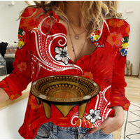 (Custom Personalised) Tonga Kumete Kava Bowl Sila Vibes - Red Women Casual Shirt LT8 - Polynesian Pride