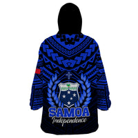 Samoa Independence Day Wearable Blanket Hoodie Ulafa Polynesian Unique Blue No1 LT9 - Polynesian Pride