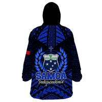 Samoa Independence Day Wearable Blanket Hoodie Ulafa Polynesian Unique Blue No3 LT9 - Polynesian Pride