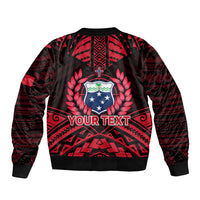 (Custom Personalised) Samoa Independence Day Sleeve Zip Bomber Jacket Ulafa Polynesian Unique Red No3 LT9 - Polynesian Pride