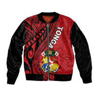Polynesian Tonga Sleeve Zip Bomber Jacket Tribal Pattern Unique Version LT9 Unisex Red - Polynesian Pride