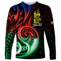 (Custom Personalised) New Caledonia Long Sleeve Shirt Emblem Nautilus Shell LT9 Unisex Gradient - Polynesian Pride