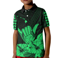 Hawaii Shaka Sign Kid Polo Shirt Green Version LT9 Kid Green - Polynesian Pride