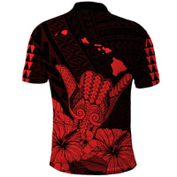 Hawaii Shaka Sign Polo Shirt Red Version LT9 - Polynesian Pride