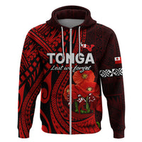 Tonga ANZAC Day Hoodie Lest We Forget Red Version LT9 - Polynesian Pride