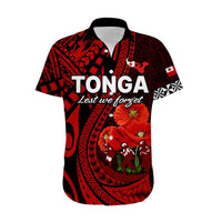 (Custom Personalised) Tonga ANZAC Day Hawaiian Shirt Lest We Forget Red Version LT9 - Polynesian Pride