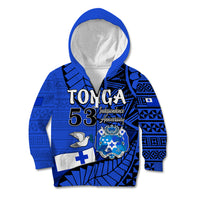 (Custom Personalised) Tonga Emancipation Day Kid Hoodie Happy 53rd Independence Anniversary Blue Version LT9 - Polynesian Pride