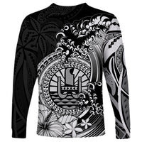 Polynesian Tahiti Island Long Sleeve Shirt The Wave of Water - Black LT9 - Polynesian Pride