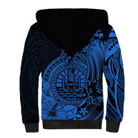 Polynesian Tahiti Island Sherpa Hoodie The Wave of Water - Blue LT9 - Polynesian Pride