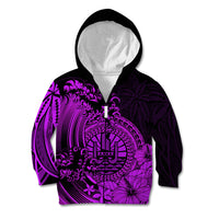 Polynesian Tahiti Island Kid Hoodie The Wave of Water - Purple LT9 - Polynesian Pride