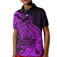 Polynesian Tahiti Island Kid Polo Shirt The Wave of Water - Purple LT9 Kid Purple - Polynesian Pride