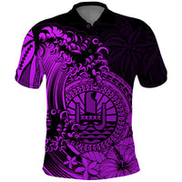 Polynesian Tahiti Island Polo Shirt The Wave of Water Purple LT9 Purple - Polynesian Pride