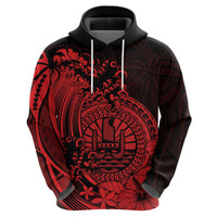 Polynesian Tahiti Island Hoodie The Wave of Water Red LT9 - Polynesian Pride