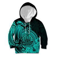 Polynesian Tahiti Island Kid Hoodie The Wave of Water - Turquoise LT9 Hoodie Turquoise - Polynesian Pride