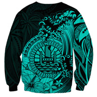 Polynesian Tahiti Island Sweatshirt The Wave of Water - Turquoise LT9 - Polynesian Pride