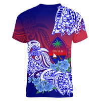 Guam Women V Neck T Shirt Polynesian Floral Tribal LT9 - Polynesian Pride