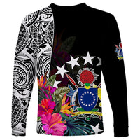 Cook Island Long Sleeve Shirt Tribal Polynesian and Tropical Flowers LT9 - Polynesian Pride