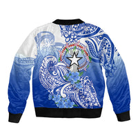 Northern Mariana Islands Sleeve Zip Bomber Jacket Polynesian Floral Tribal LT9 - Polynesian Pride
