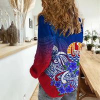 (Custom Personalised) Tahiti Women Casual Shirt Polynesian Floral Tribal LT9 - Polynesian Pride